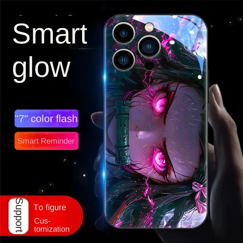 2024 popular anime luminous glass led call light up flash phone 16 15 14 13 12 11 pro