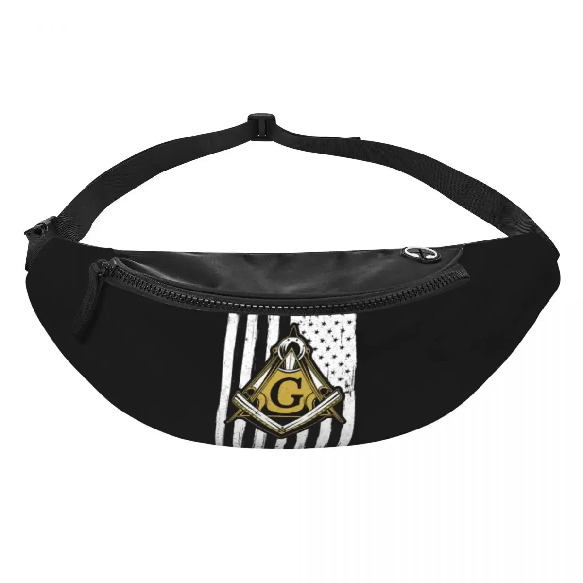 Masonic American Flag Fanny Pack Women Men Custom Freemason Crossbody Waist Bag for Running Phone Money Pouch