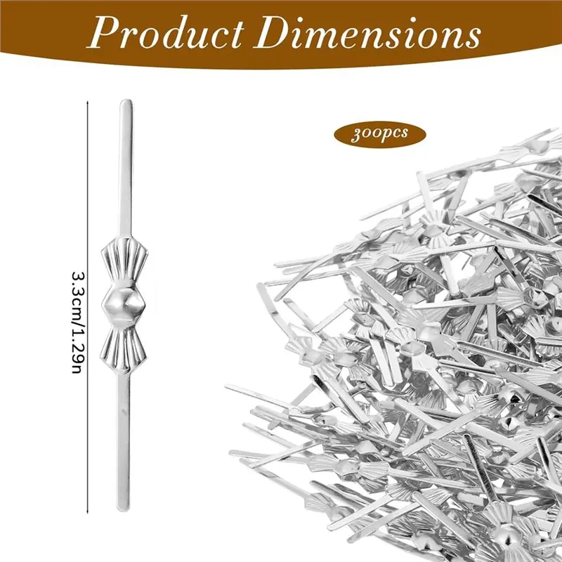 A20F-300Pcs Bow-Tie Crystal Connectors Chandelier Hooks For Crystals Metal Fastening For Crystal Replacement And DIY Projects