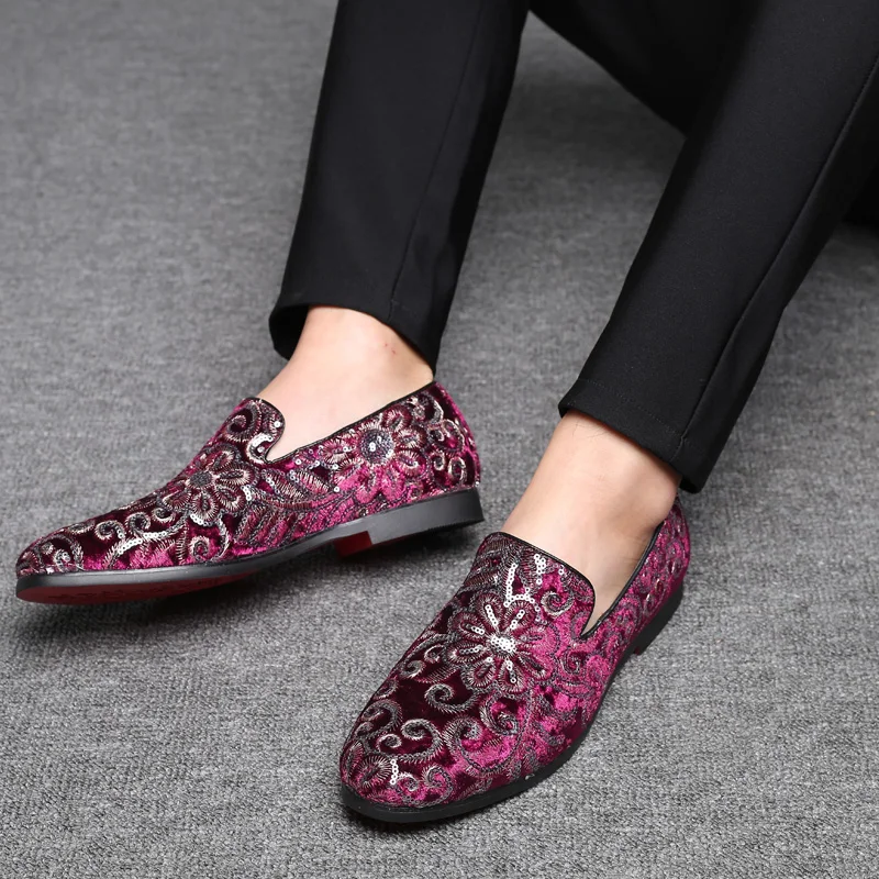 

New Plus Size Men Casual Personalized Sequin Single Shoes Fashionable Handsome Lazy Shoes Suitable for Hair Salons Nightclubs