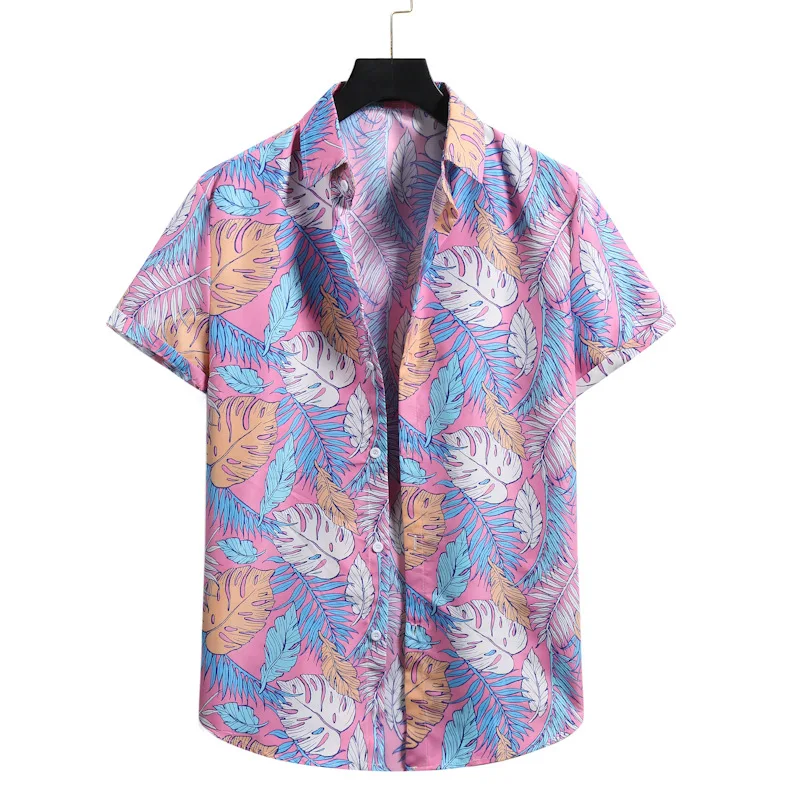 Men's Hawaiian Plant Flower 3D Print Beach Shirts Holiday T-Shirt Plus Size Streetwear Men Short-Sleeved Clothing Men Clothes