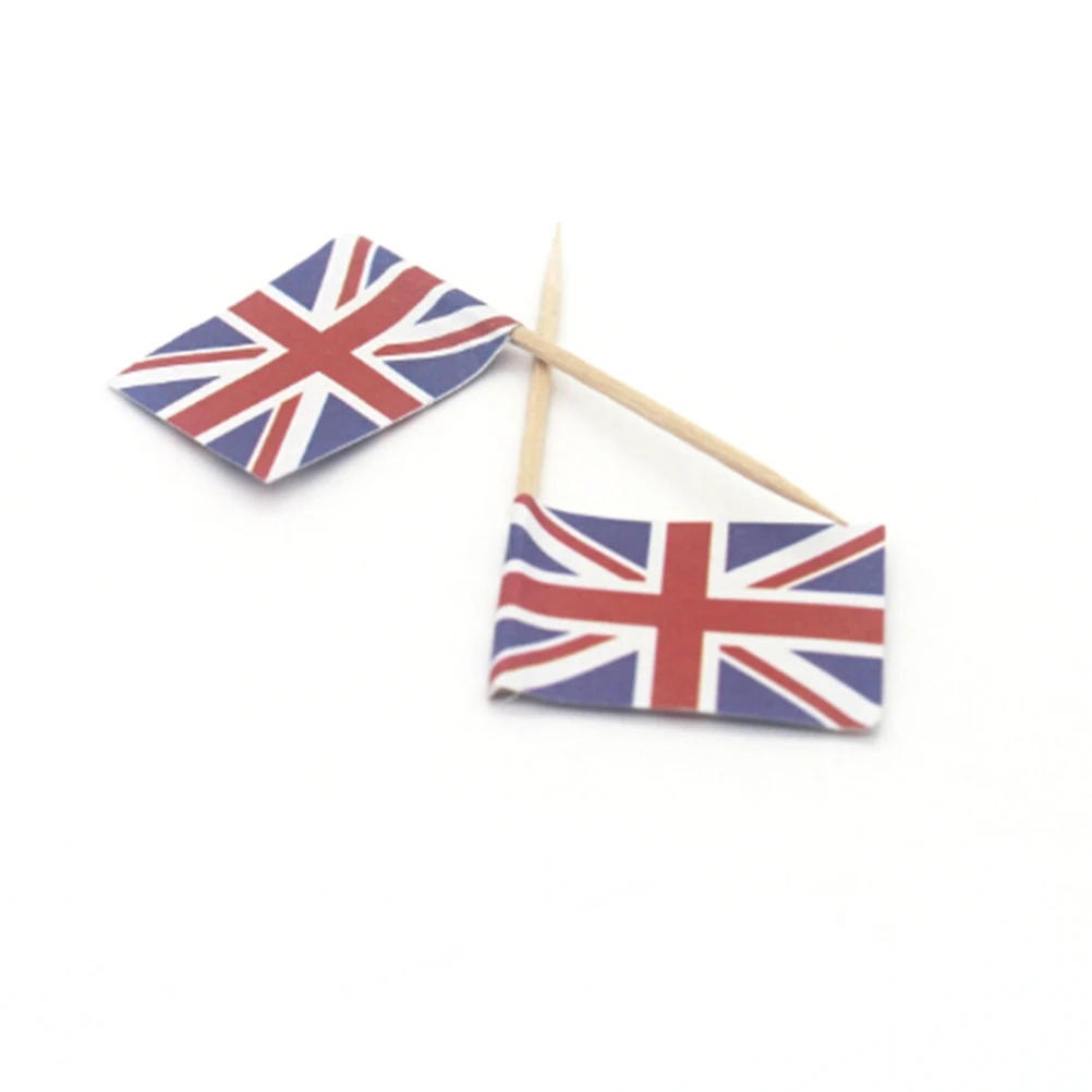 

100 Pcs Flag Toothpick Cake Decoration Bamboo Picks Creative Food Topper Party Bar Tools Wooden Skewer Flags