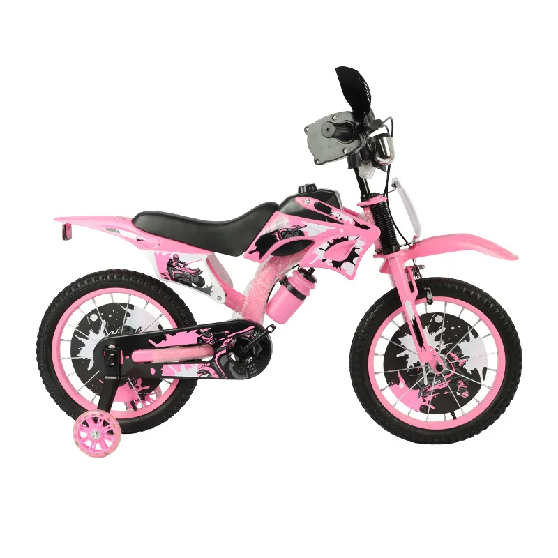 Kids Bicycle with Safety Training Wheels 3-10 Years Old Simulated Motorcycle Design Pedal Operated Ride-on Toy for Children