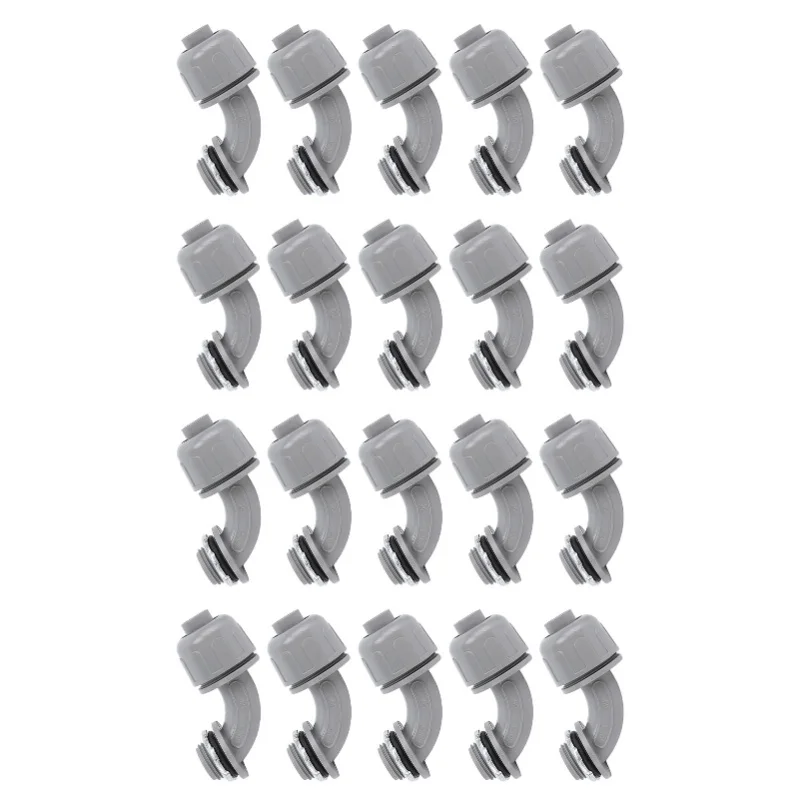 20PCS Liquid Tight Connector 1/2 Inch NPT Nylon 6 90 Degree PVC Electrical Conduit Connector Fitting