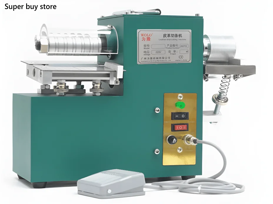 Automatic Double Heads Leather Strip Cutting Machine Cutter with Foot Panel 40W 85mm Leather Width