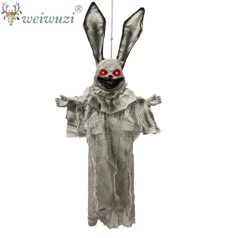 Halloween Costume Props Spooky Cosplay Costume Hanging Evil Bunny Decor for Haunted House Party Secret Scene Layout Supplies