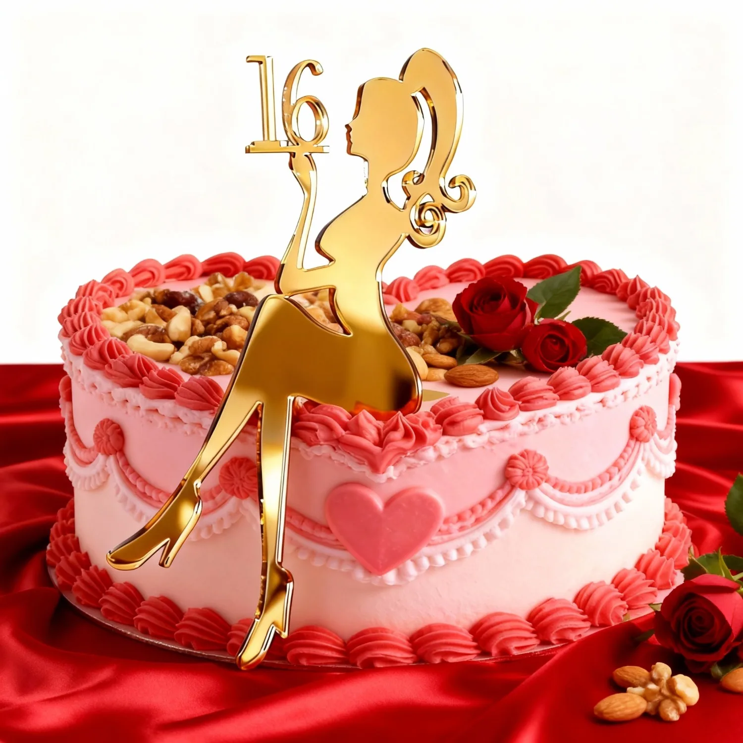 1 Stück goldener Acryl-Kuchenaufsatz „Sweet 16“ – elegante Zahl 16 Dekoration für Teenager-Mädchen-Geburtstag, Quinceanera und Meilenstein-Geschenk – Detail 3