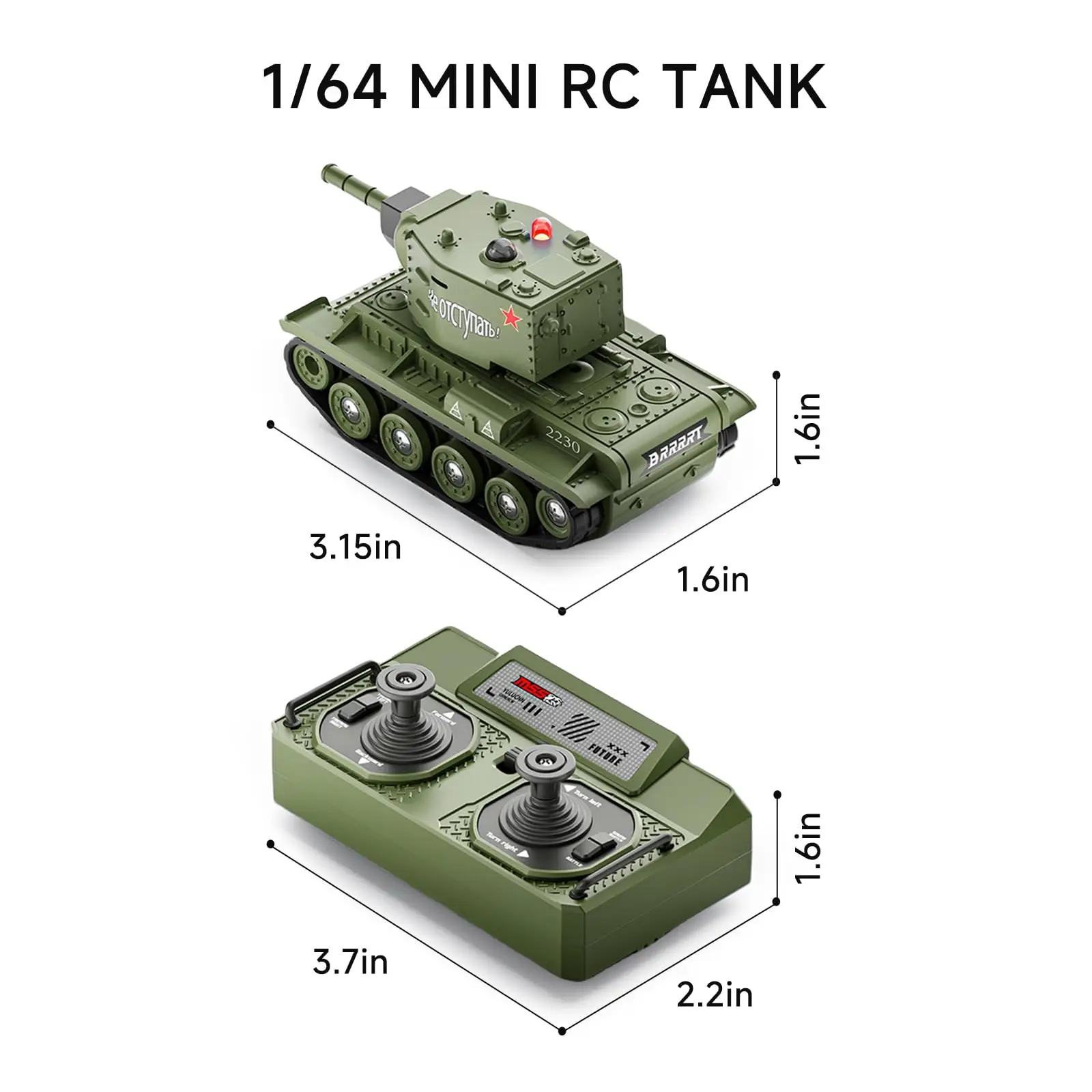 1/64 infrared battle RC tank mini remote-controlled car with 330 ° rotating turret sound and light children battle war game toy