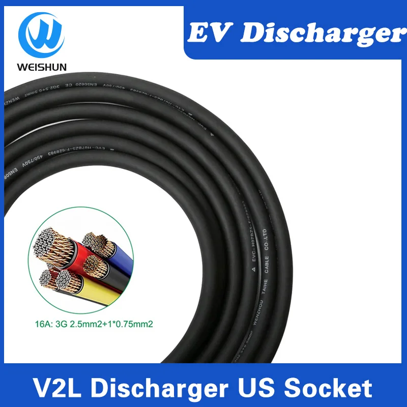 Adaptador de descarga de coche eléctrico BYD V2L GBT a enchufe de EE. UU., enchufe de tres orificios, 16A tipo 1 a EE. UU. v2l para convertir EV a