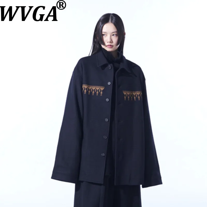 

WVGA Spring Autumn New Man Tide Darkwear Heavy Embroidery Trendy Long Sleeved Jackets Niche Chic Casual Woolen Coats Ins W12721