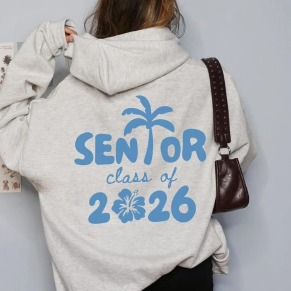 فئة 2026 كبار البلوز العودة للوطن إلى المدرسة Preppy الساحلية شجرة النخيل هوديي فتاة في سن المراهقة هدية المرأة هوديي