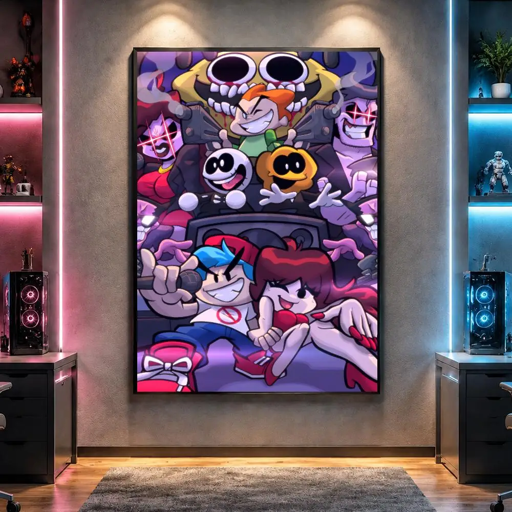 Game F-Friday Night Funkin Poster Wall Art Bedroom Living Room Dorm Bar Cafe Gym Studio Home Decor Gifts