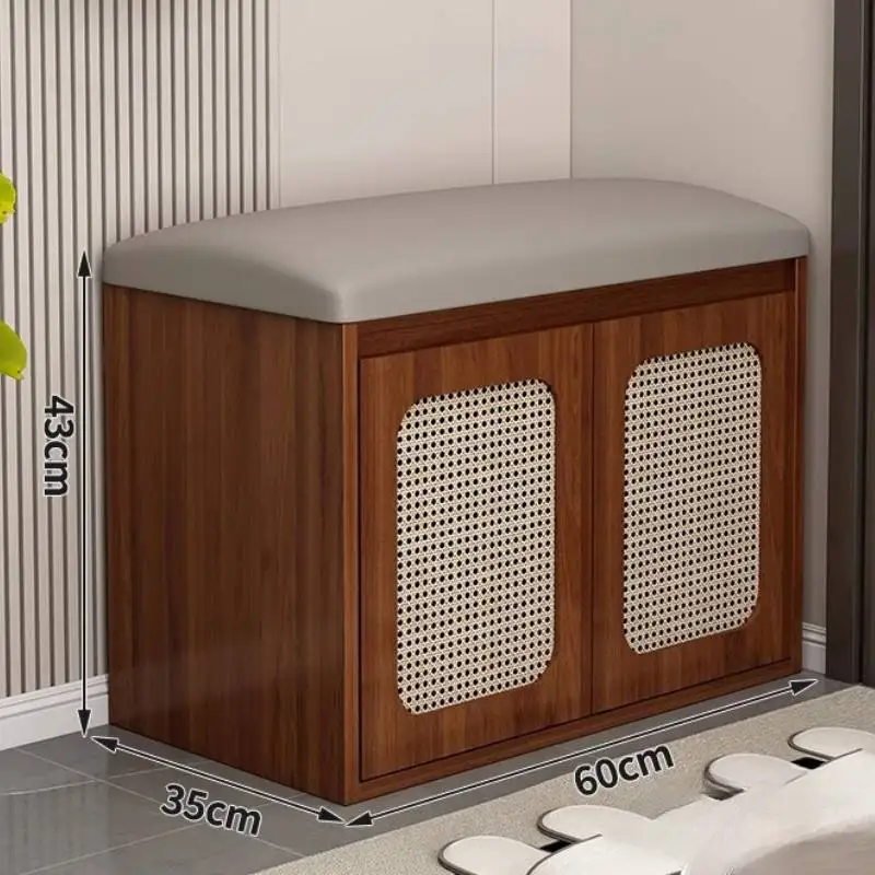

Storage Wooden Shoe Cabinet Entryway Nordic Luxury Apartments Shoe Cabinet Bench Corridor Rattan Meuble Chaussure Furniture