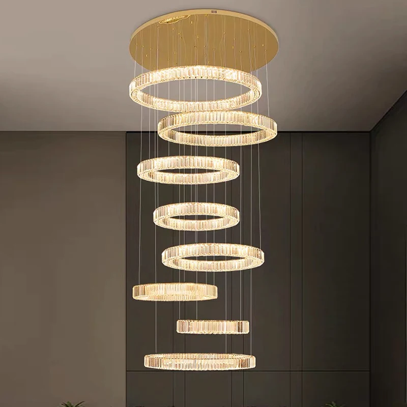 Modern Home Decoration Crystal Chandelier Stair Pendant Lamp Living Room Pendant Lights Interior Lighting