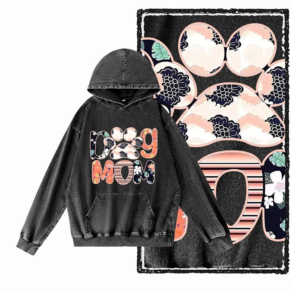 G63 Acid Washed Black Cotton Men's o-neck Dog GraphicHoodies |  Streetwear Big Size Cool Vintage men's Hoodie