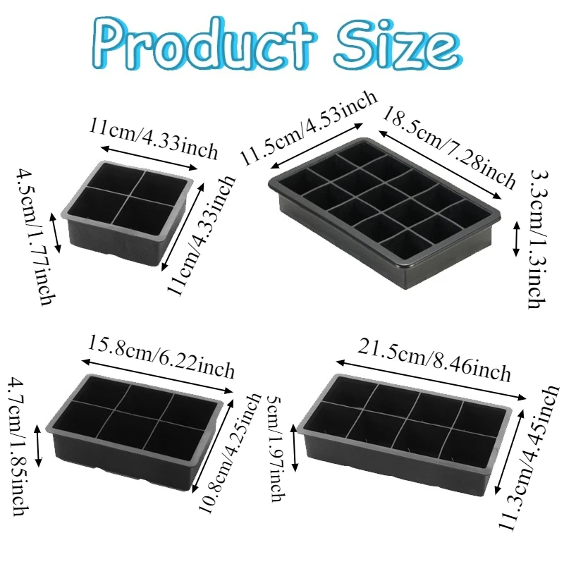 Ice Cube Mold Silicone Ice Tray Grid-like Perfect for Chilled Drinks DIY Ice Cube Camping Birthday Party Kitchen Accessories