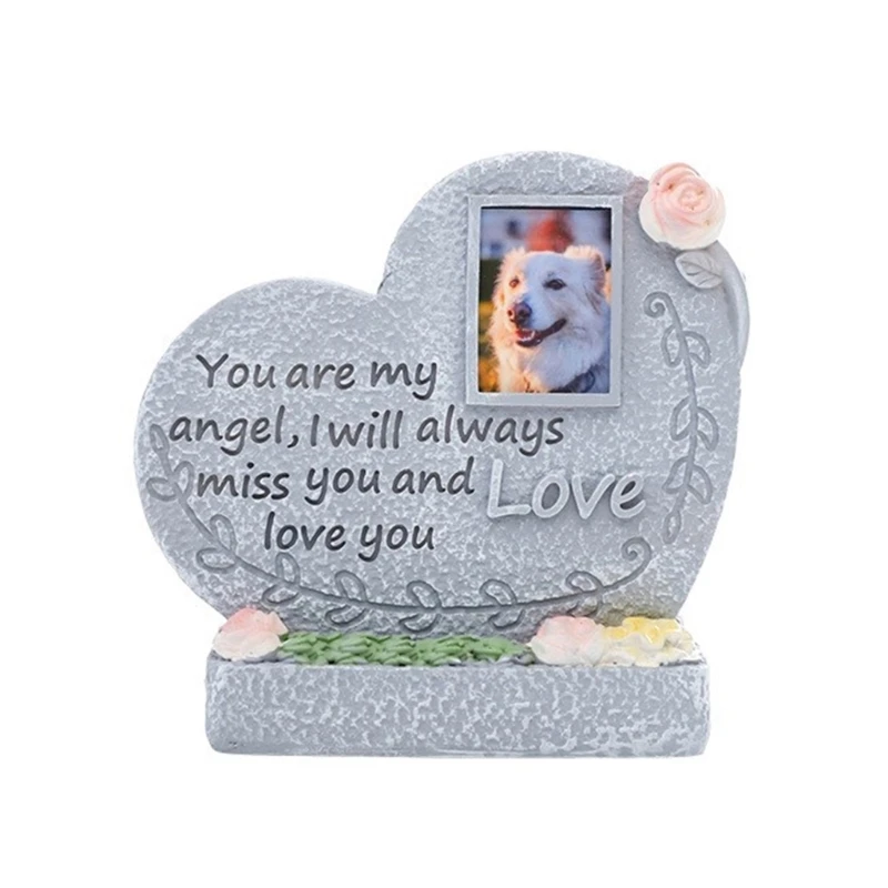 Engraved Words Pet Memorial Gravestones Weatherproof Engraved Resin Dog and Cats Remembrances Tombstone for Pet Loss