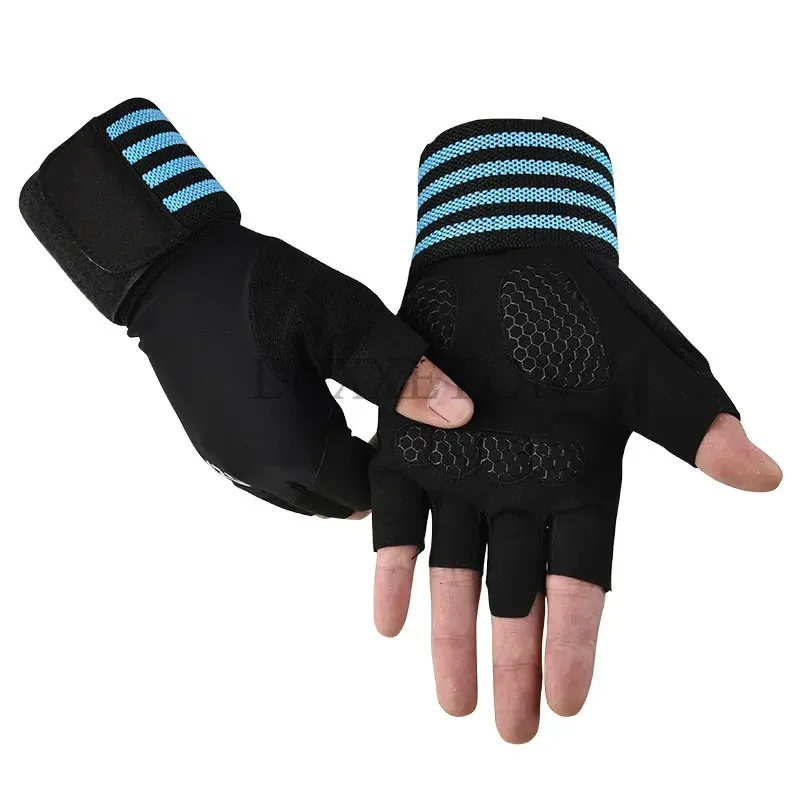 Men And Women Cycling Fitness Climbing Gloves Breathable Non-Slip Ice Silk Half-Finger Fitness Gloves Extended Wristband Gloves