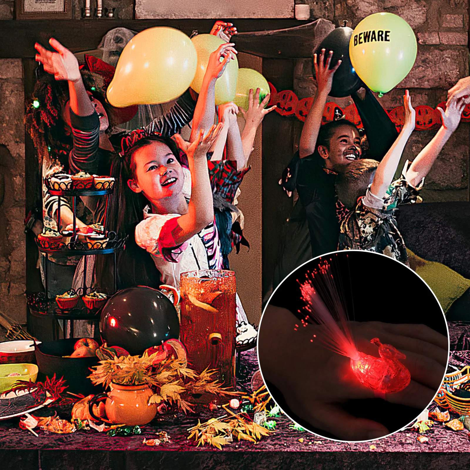 

24Pcs Colorful Fiber Optic Peacock Lights Bright Finger Light Flashing Party Supplies Kids Entertainment