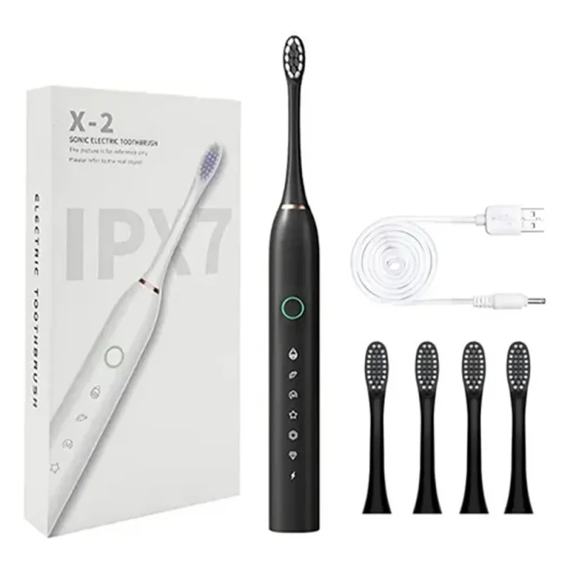 Electric Toothbrush with 4 Replaceable Heads Intelligent Ultrasonic Waterproof Electric Toothbrush