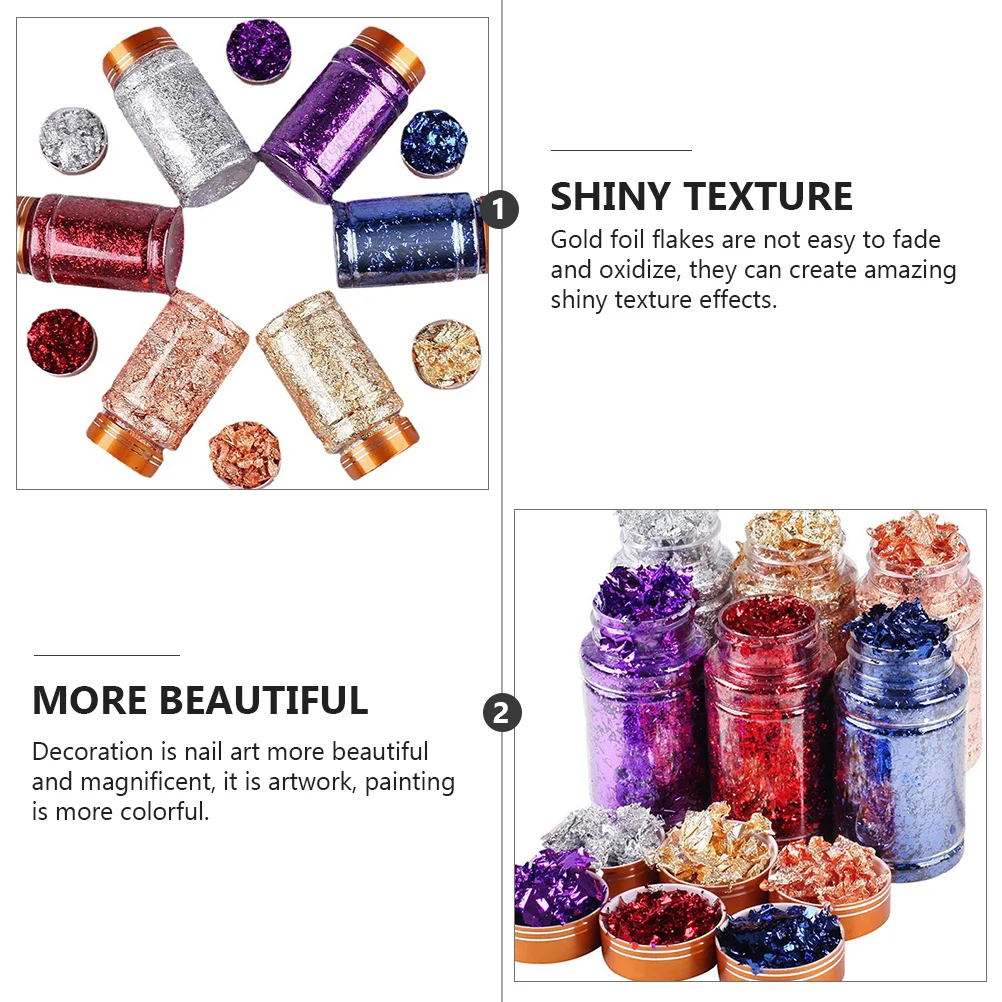 

1Set Gold Foil Flakes Nail Art Decor Luxury Shiny Sequins for Painting Handicraft Manicure Sticker DIY Nail Supplies