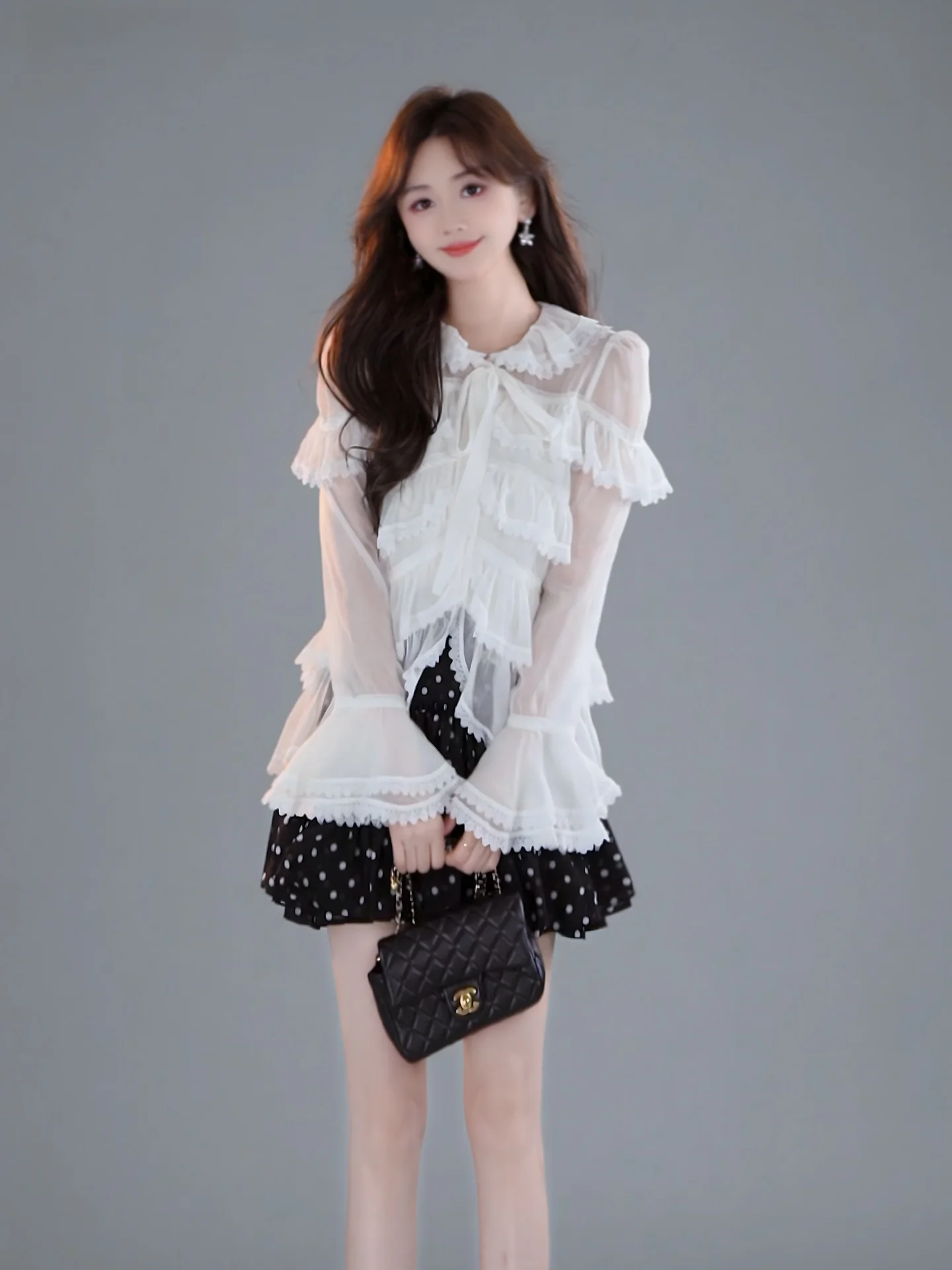 

Annelily Gentle Casual Fashionable Girl's Shirt Spring Summer New Arrival Lightweight Breathable Polyester Long Sleeve round ...