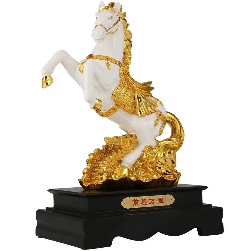 Chinese Style Horse Shape Artwork Lucky Resin Home Decoration Ornaments Desk Study Crafts Decorations Gifts