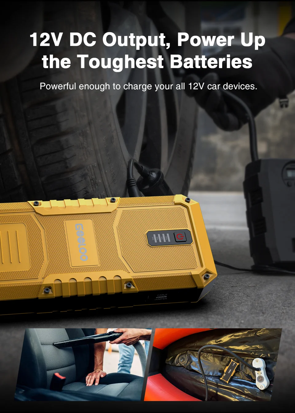 GOOLOO 4000A Starthilfe-Powerbank 20000mAh Starthilfegerät Auto-Booster Externe Batterie 12V Startvorrichtung für Benzin Diesel Powerbank – Detail 5