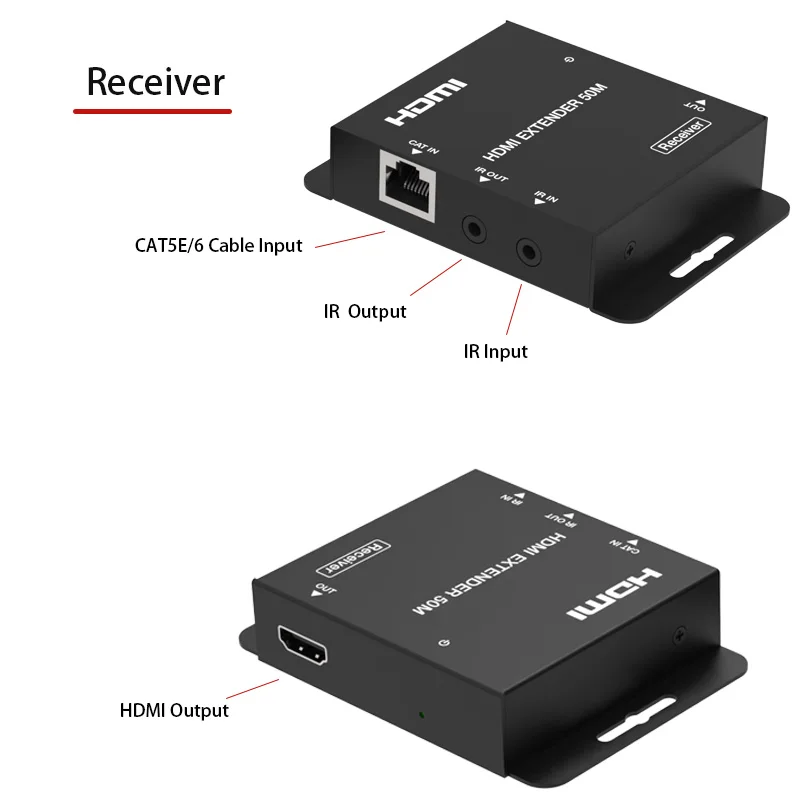 EQ Switch EDID POE Power 60Hz HDMI-compatible Extender 50m UTP Cable IR Control Back Transmitter receiver over single CAT5e/6/7