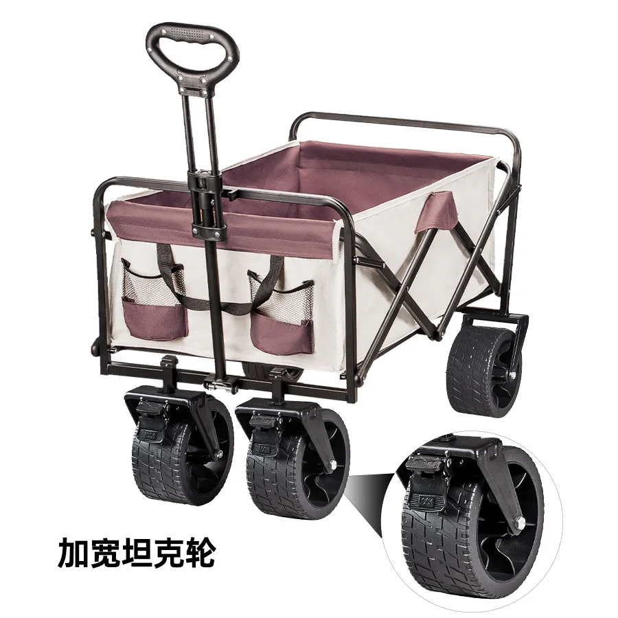 Wagon de Camping pliant robuste avec roues, chariot utilitaire d'extérieur Portable pour pique-nique de jardin de plage