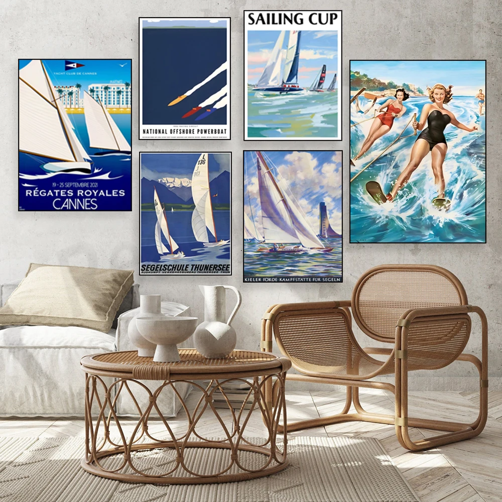 Bay of Hyères Regatta, Lake Turenne, Bernese Oberland, Switzerland, sailing, ocean racing, Cannes Cote d'Azur, yachting poster,