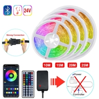 Bluetooth RGB LED Strip for Room 10M 15M 20M 50M APP Control Smart 5050 RGB Tape Flexible Ribbon 24V Power Adapter Remote 2 in 1