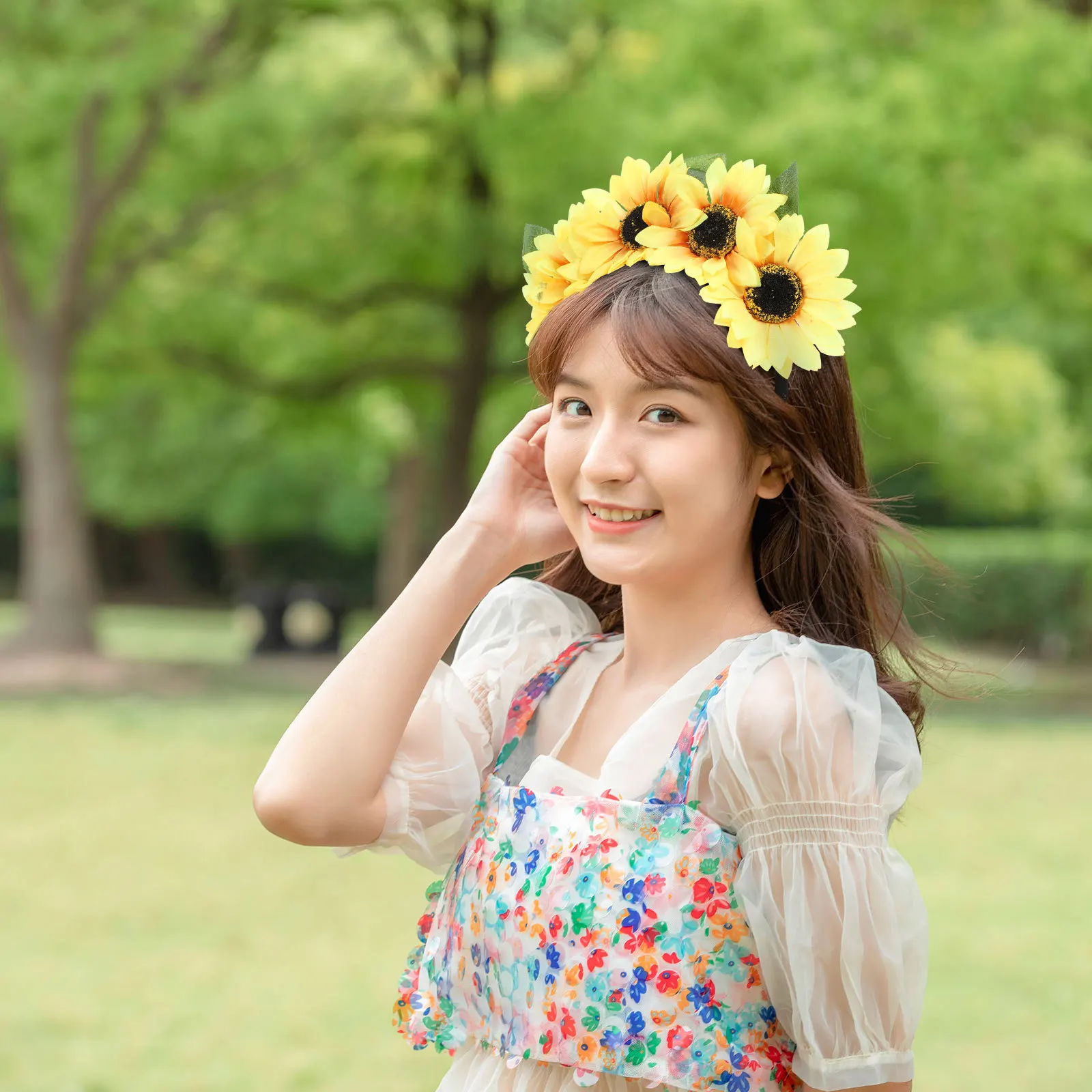 

Baluue Sunflower Headband Decorative Hair Hoop Simulation Flower Headdress Women Fashion Hair Accessory Floral