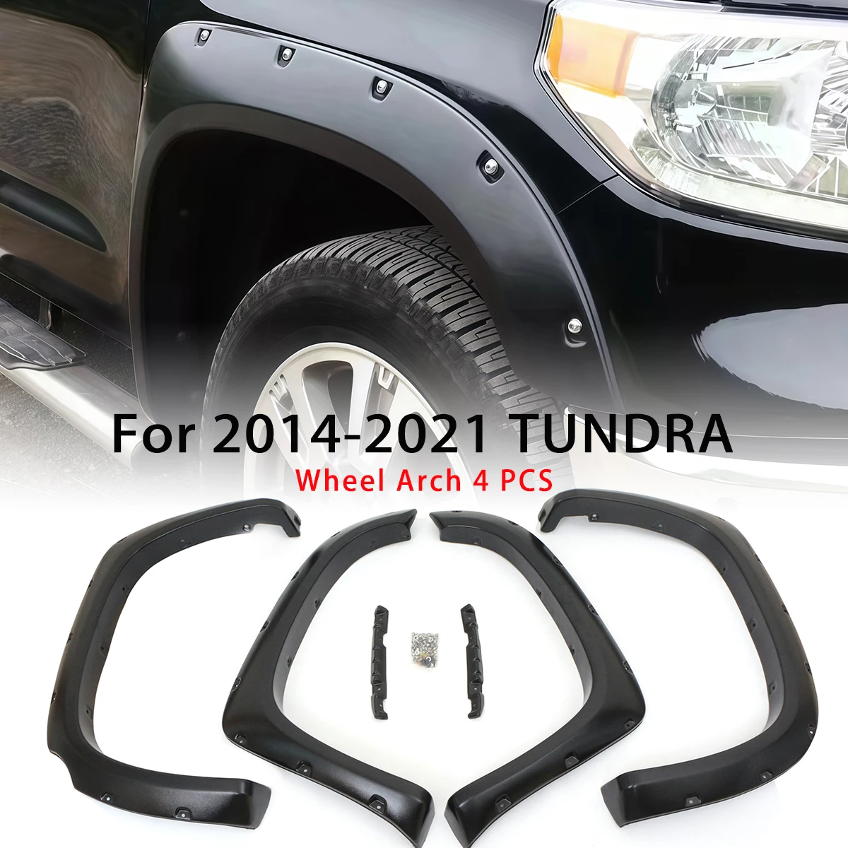 

Fit For 2014-2021 Toyota Tundra Wheel Arch Trim Fender Flares 4 pcs