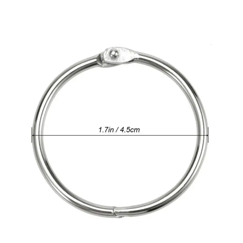 10pcs Loose Leaf Binder Rings Metal Silver 4.5Cm Book Rings For Keychain Photo Memo File Scrapbook Organization Clips