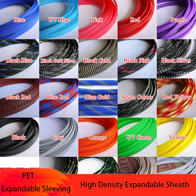 

1-30M 8mm Insulated PET Braid Sleeve Sleeving Expandable High Density Cable Sheath Wrap Protector Braid For Wires cable sleeve