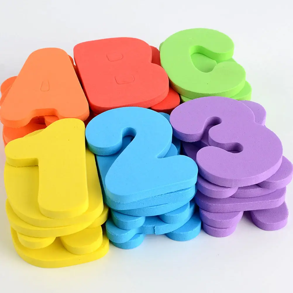 1Set Foam Alphabet and Number Bath Learning Set for Kids Educational Shower Plaything with Colorful Clear Shapes Safe Premium