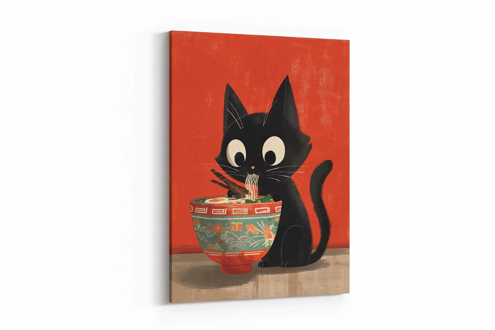 Ramen-Katzen-Poster, Katzen-Wanddekoration, Tierkunst, Vintage-Poster, Kunst, Retro, skurriler Druck, lustiges Tierposter für Bar, Warenkorb, schrulliges Kitc