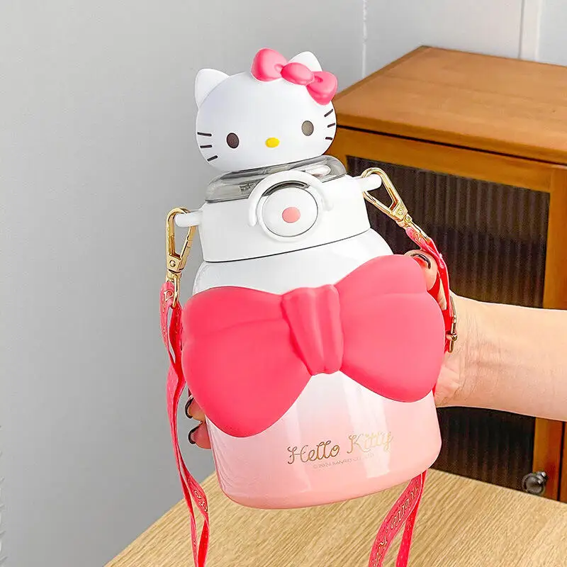 حار سانريو كوب ثرموستاتي Sus316 بلدي ميلودي Kawaii أنيمي موضة هدية طالب الطفل لطيف كوب بقشة كوب ثرموستاتي نمط جديد