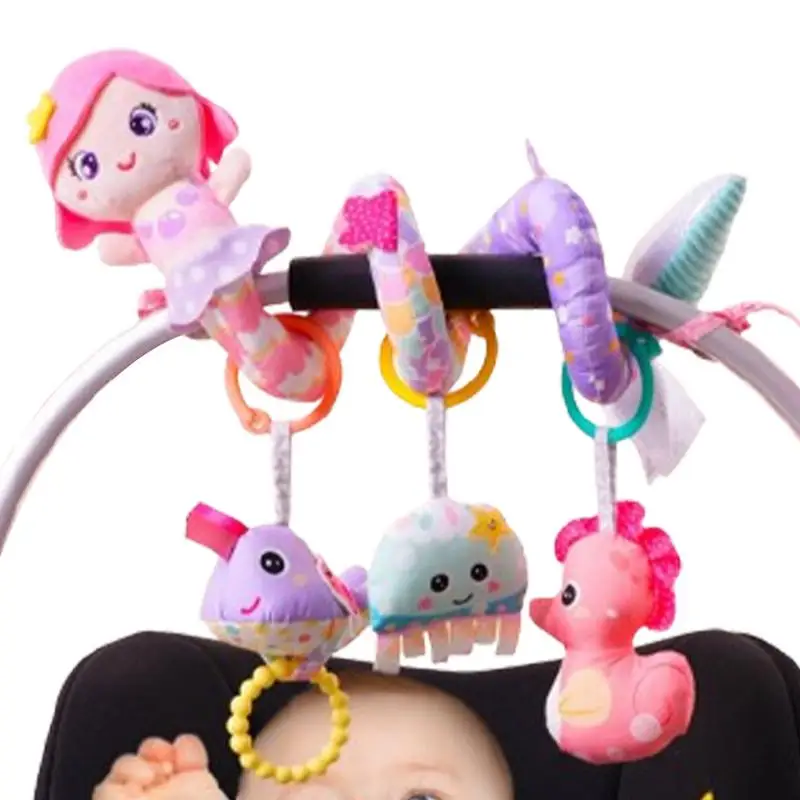 

Car Seat Stroller Crib Toys Mermaid Sensory Toys Soft Textured Activity Plush With Music Box Rattles BB Squeaker For 0-3 Years