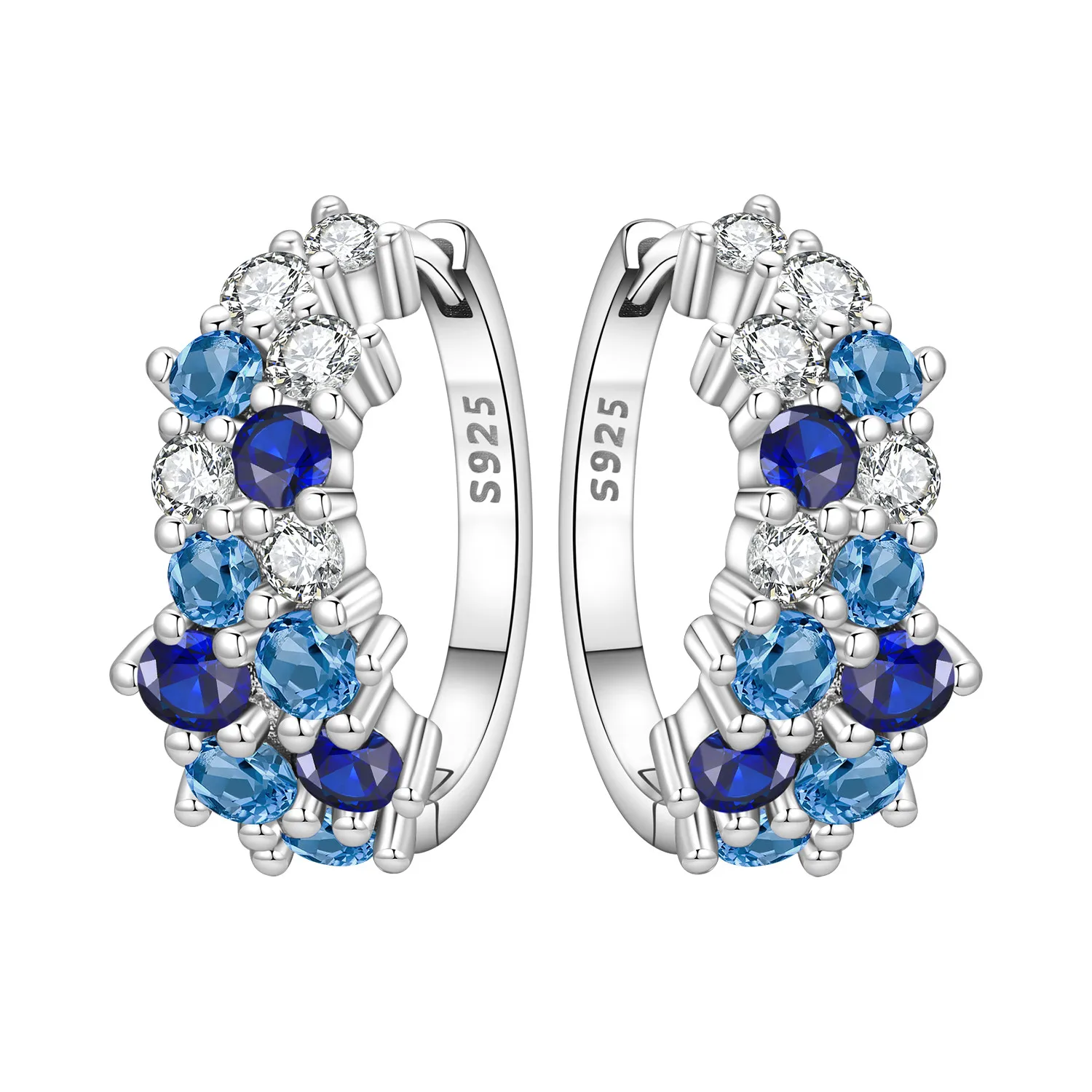 CYCUFF S925 Sterling Silver Gradient Blue Purple Zircon Earrings Hoop Earrings Women Jewelry Original Trendy Anniversary Gifts