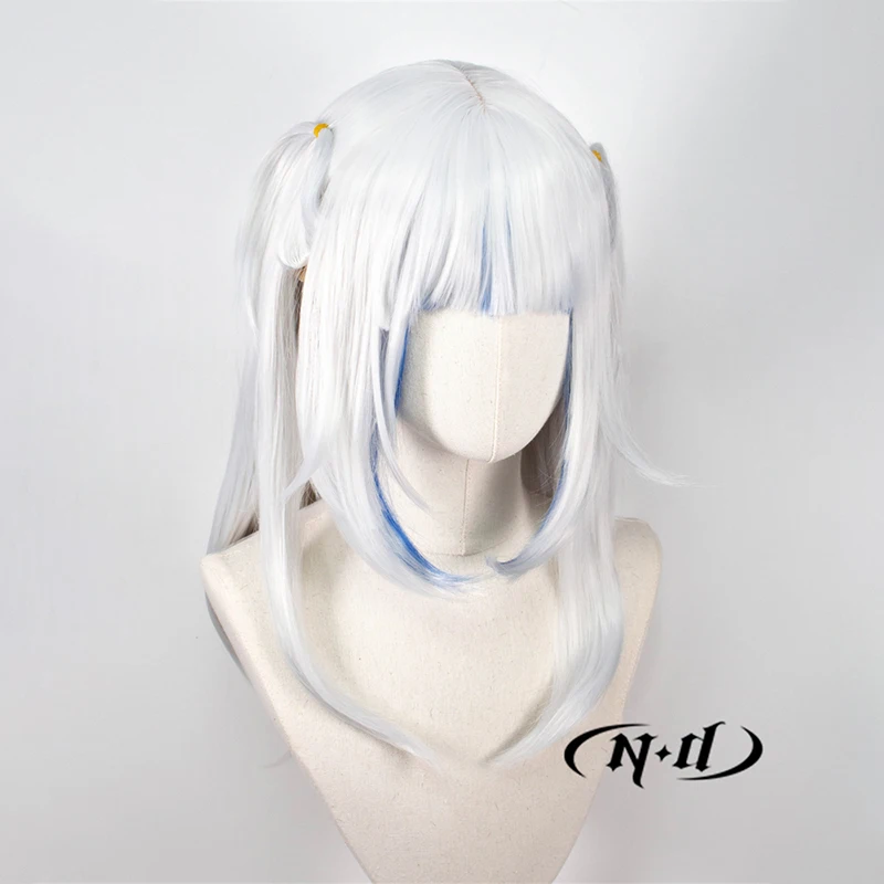 ND Gawr Gura 코스프레 가발 헤어피스 VTuber 코스프레 헤어 가발 코믹 콘 코스터 의상 테마 파티 내열성 합성