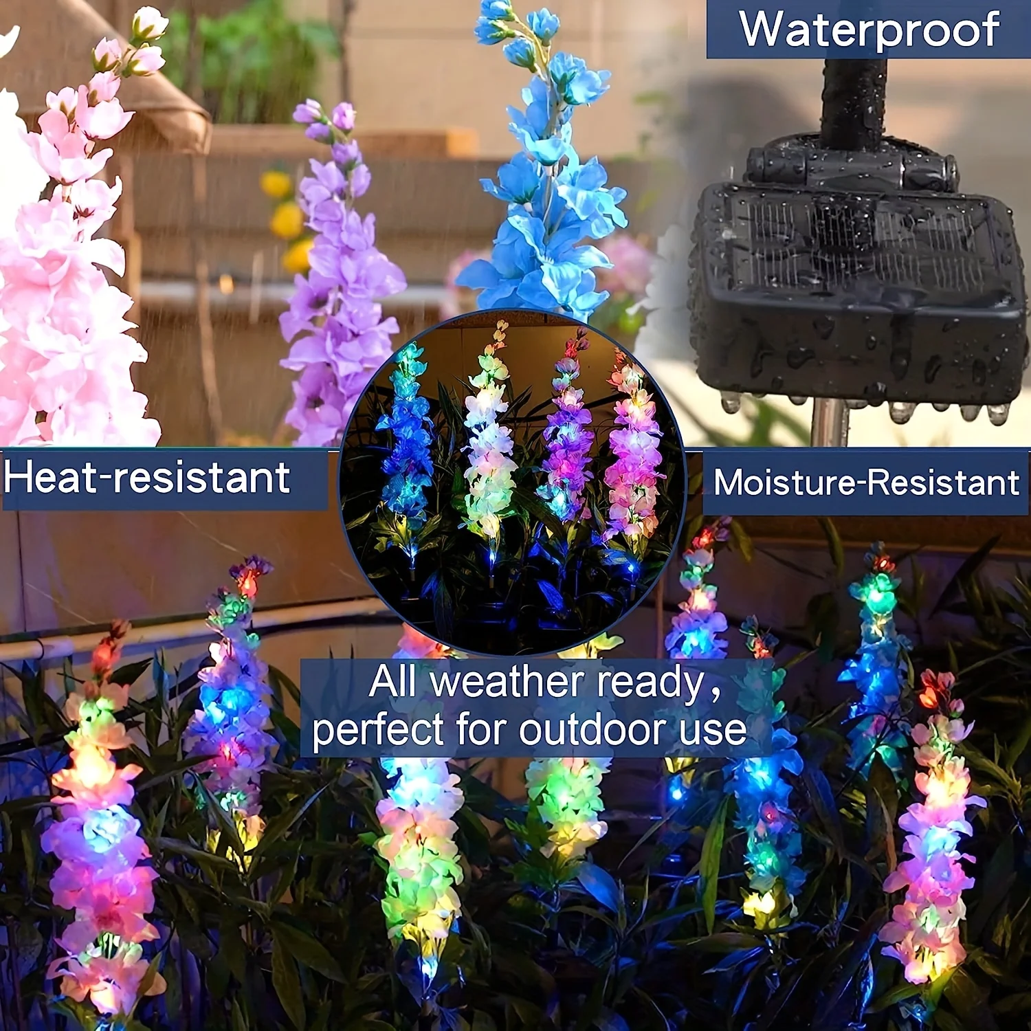 1pcs Solar Garden Lamp, Upgrade Delphinium Waterproof Solar Lantern, Has Two Lighting Modes Solar Outdoor Lamp Garden Decoration