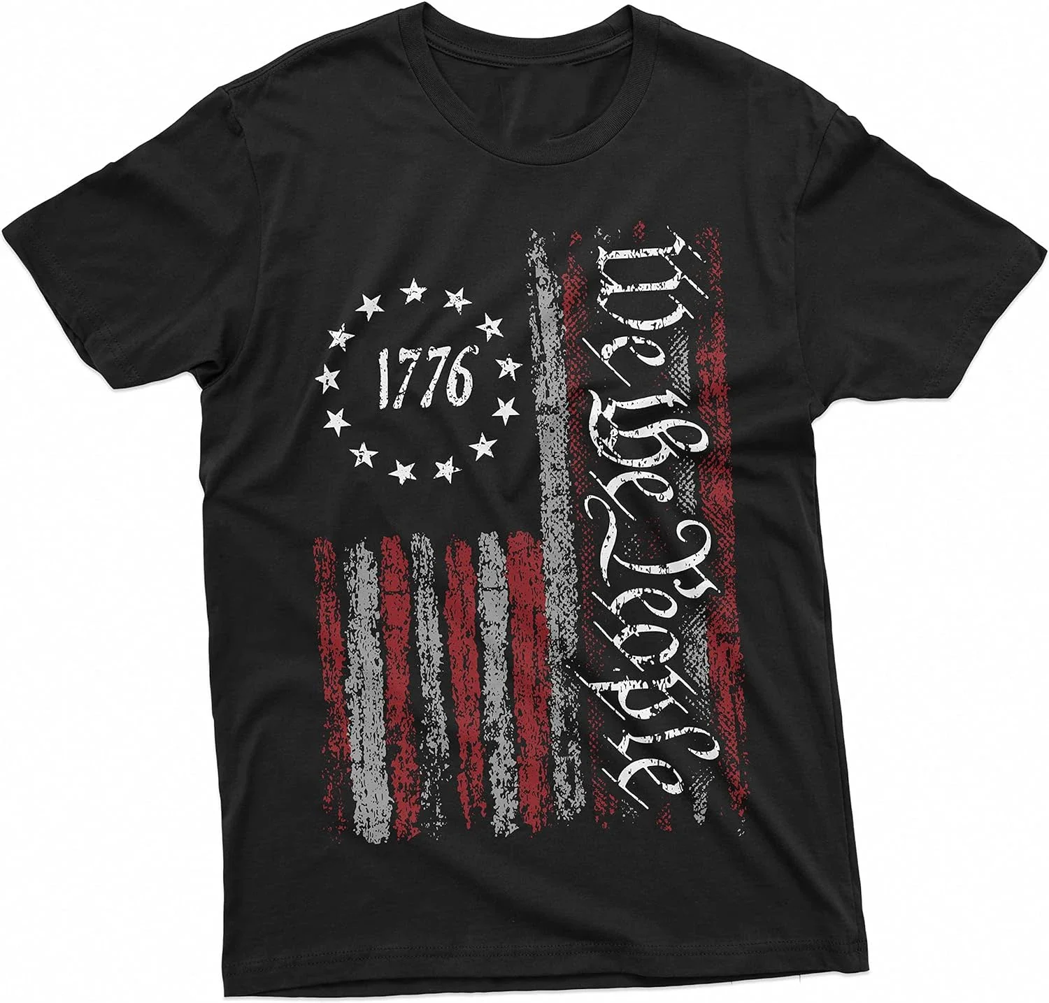 High Quality O-Neck Short Sleeves We The People Tee Shirt 1776 Independence Day 4th of July USA Graphic Flag Print T-Shirt Funny