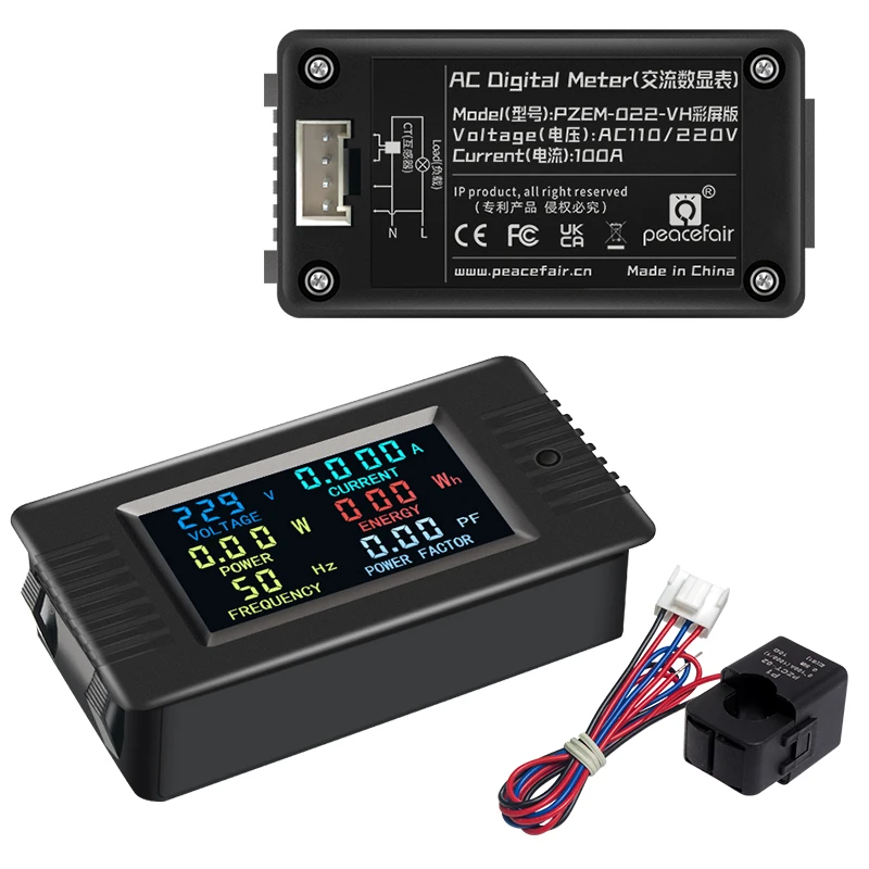 PZEM-022 single-phase 6in1 Account current Fordulás ampulla Fogyasztásmérő színben Kivet Frekvencia áram Bizományos wattmeter napelemes áram Fogyasztásmérő KWH Energia