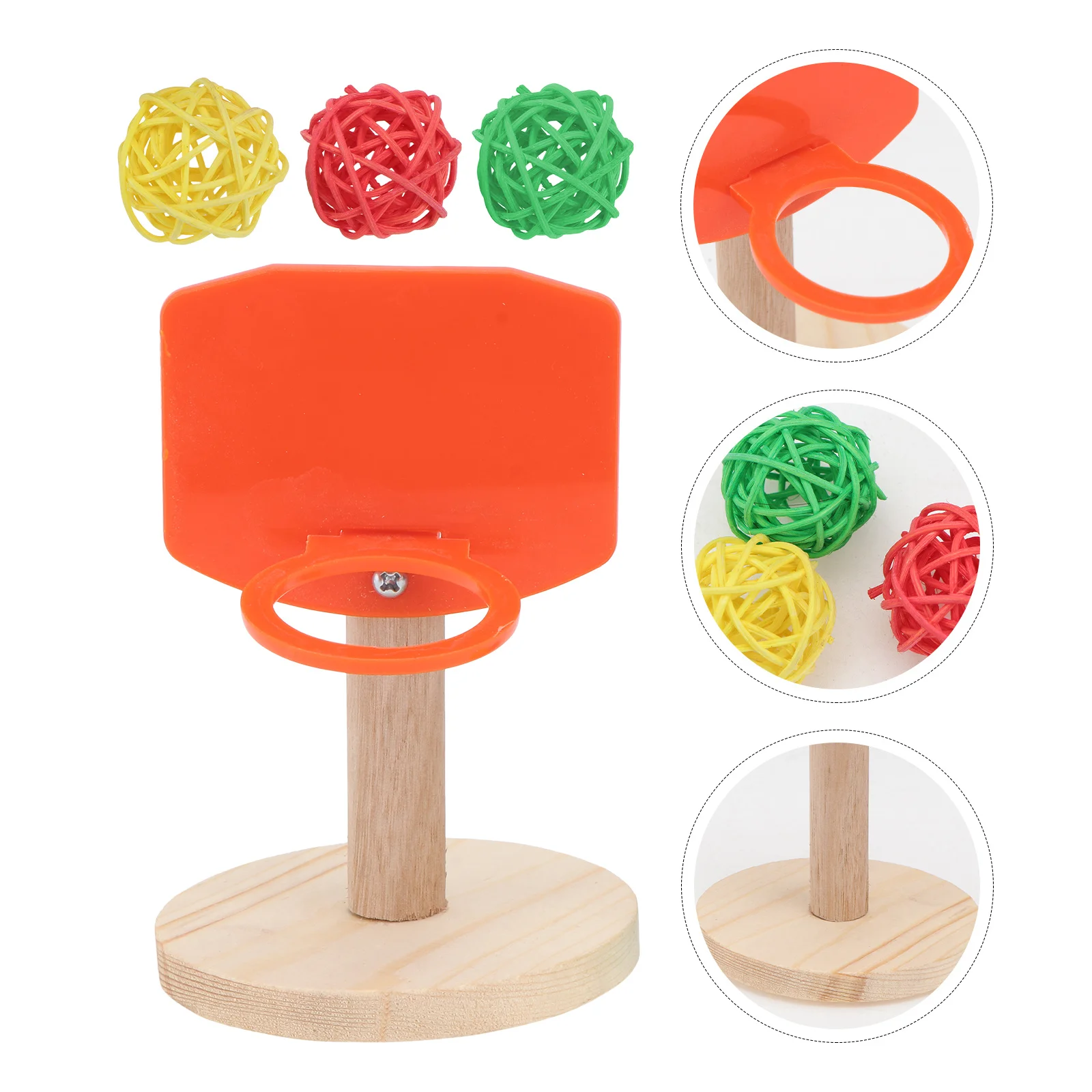 1Set Bird Basketball Hoop Training Stand Mini Parrot Tabletop Chew Educating Mental Exercise Bird Parrot