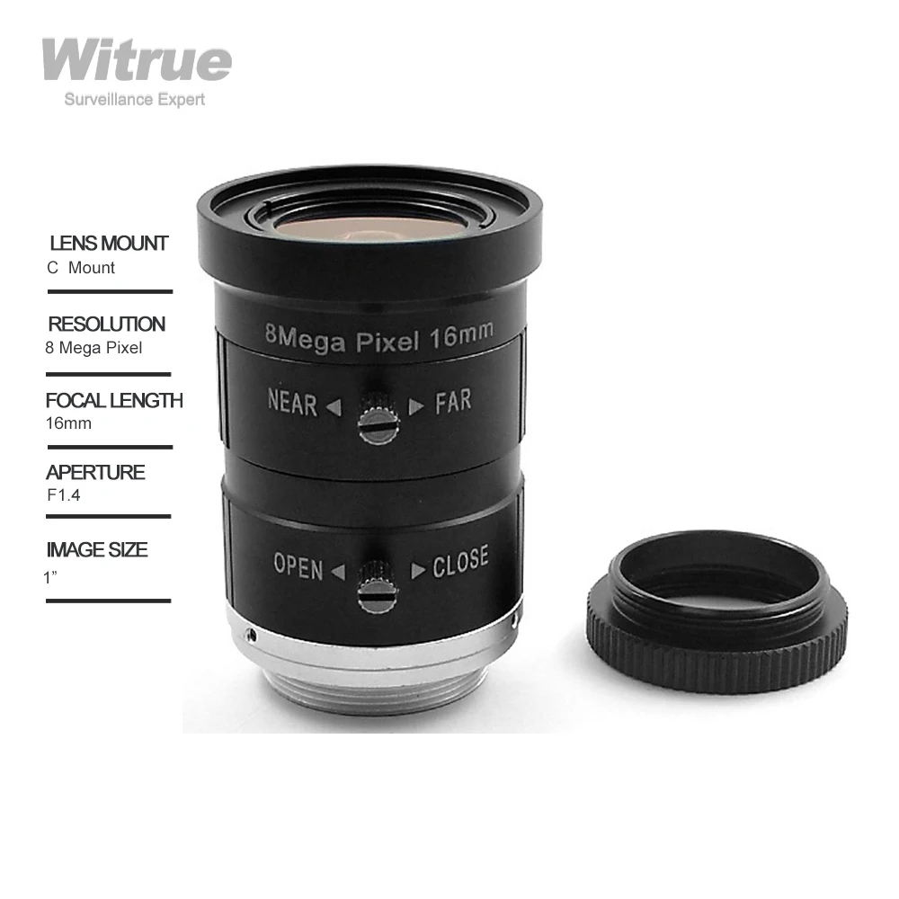 8.0Megapixels 1920P 4K CCTV Lens 16mm C Mount F1.4  1\