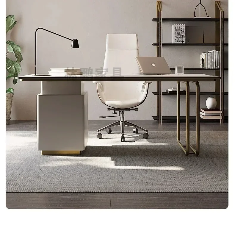 Italian light luxury computer desk study home desk design sense baking paint simple calligraphy table and chair