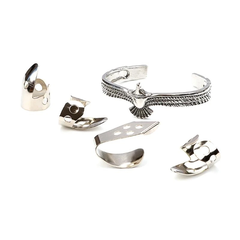 Open Design Finger Pick with Cuff Bracelet Guitar Thumb Pick Adjustable Guitar Plectrum Metal Finger Pick Protector