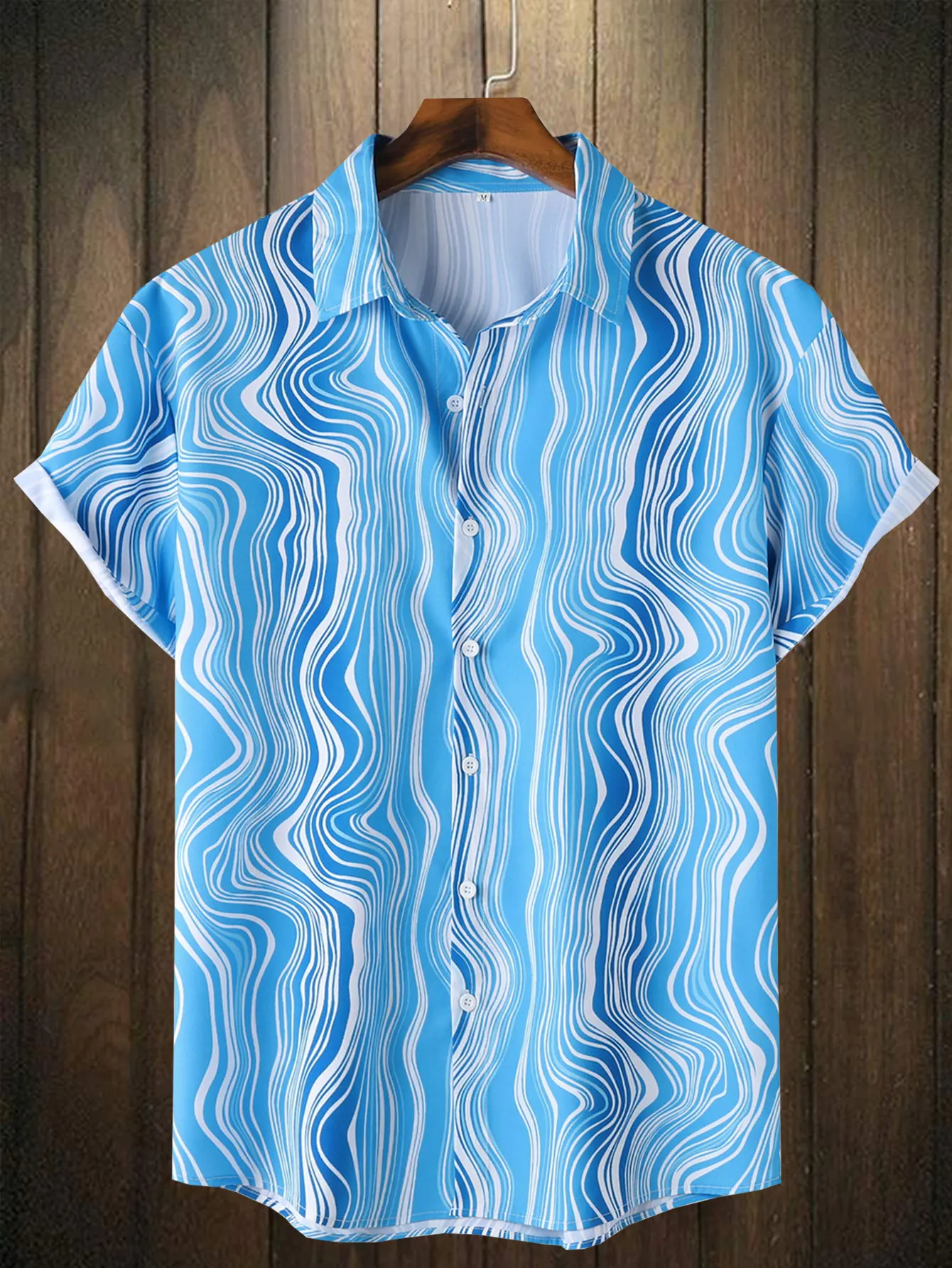 Striped Men's Casual Color Block Short Sleeve Button Down Shirt For Summer Outdoor Vacation